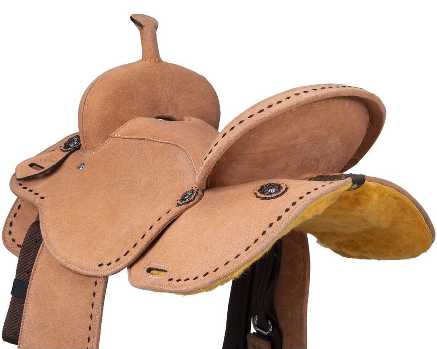 King Series Stratford Suede Barrel Saddle - Natural 15 in 