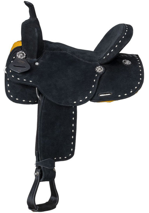 King Series Stratford Suede Barrel Saddle - Black 16 in 