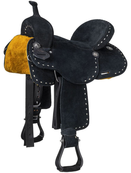 King Series Stratford Suede Barrel Saddle - Black 16 in 