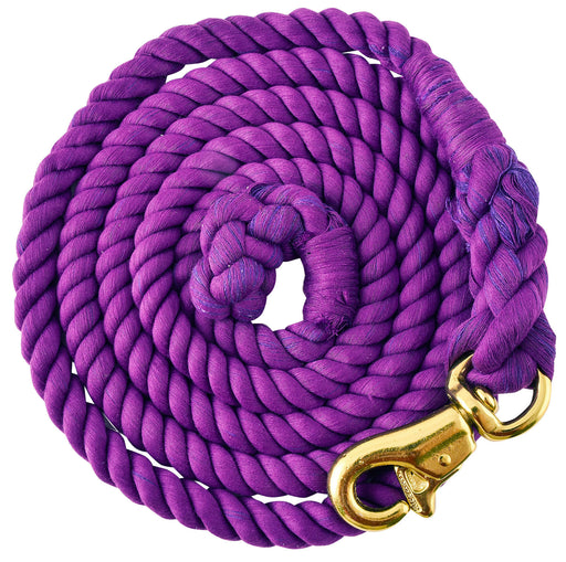 Tough1 Braided Cotton Horse Lead Rope w/ Trigger Bull Snap, 8.5' - Purple  