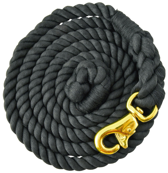 Tough1 Braided Cotton Horse Lead Rope w/ Trigger Bull Snap, 8.5' - Black  