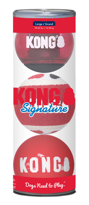 KONG Signature Balls, 3pk Asst LG - Assorted LG 