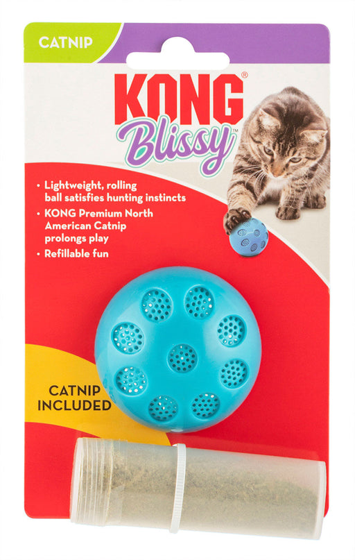 KONG Blissy Mesh Ball w/Catnip, Teal, Small -   