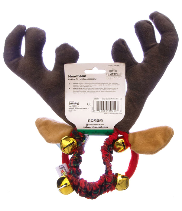 Holiday Antlers & Bell Collar Combo, Large - Medium Antler & Bell Collar  