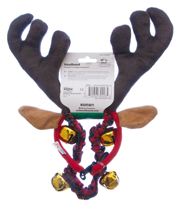 Holiday Antlers & Bell Collar Combo, Large - Large Antler & Bell Collar  