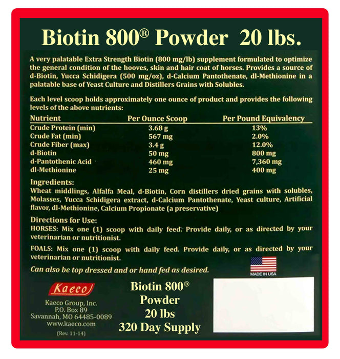 Biotin 800 Powder with Yucca