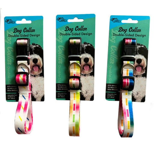 Dog Collar Double-Sided Design Print, Assorted Patterns, 15"-18" - 15"-18" 15"-18" 