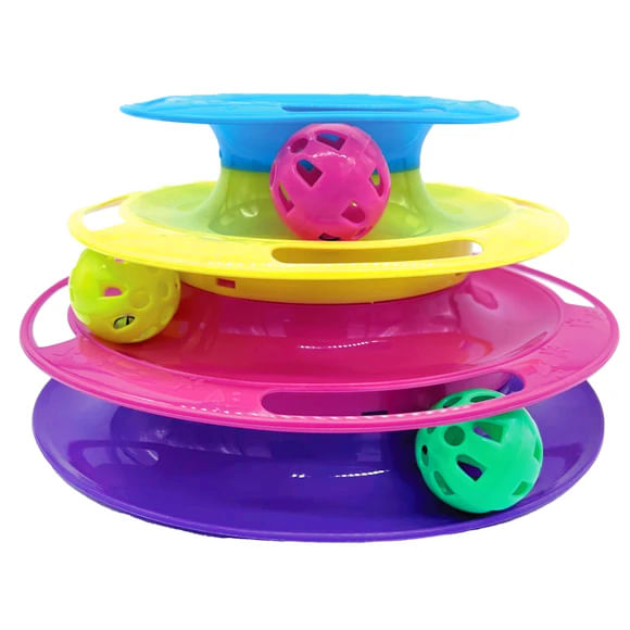 Triple Level Cat Toy Tower with Jingle Balls -   