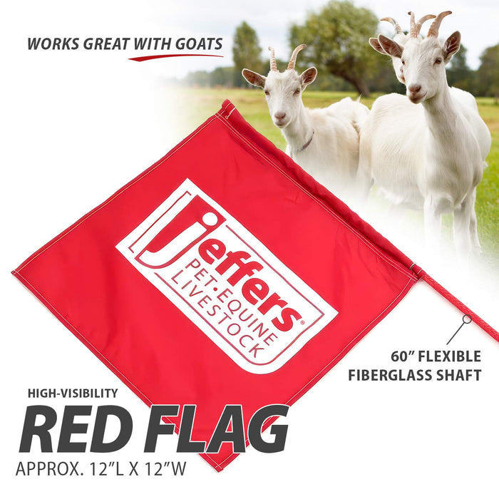 Jeffers Sorting Flag Cattle Sorting Flag Whip / Stick, 60"L - KMF1 - Assorted Shaft with Red Flag - 60"L Stick with 12" x 13" Flag - 1 - 4
