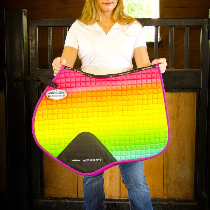 WeatherBeeta Prime Ombre Jump Shaped Saddle Pad - Rainbow Dream  