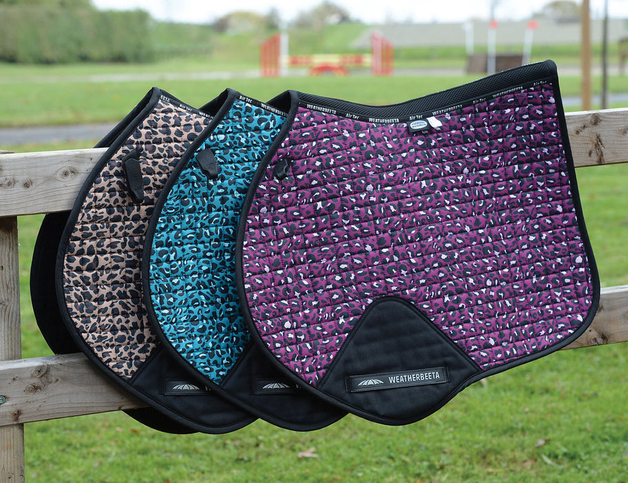 WeatherBeeta Prime Leopard Jump Shaped Saddle Pad - Turquoise Leopard  