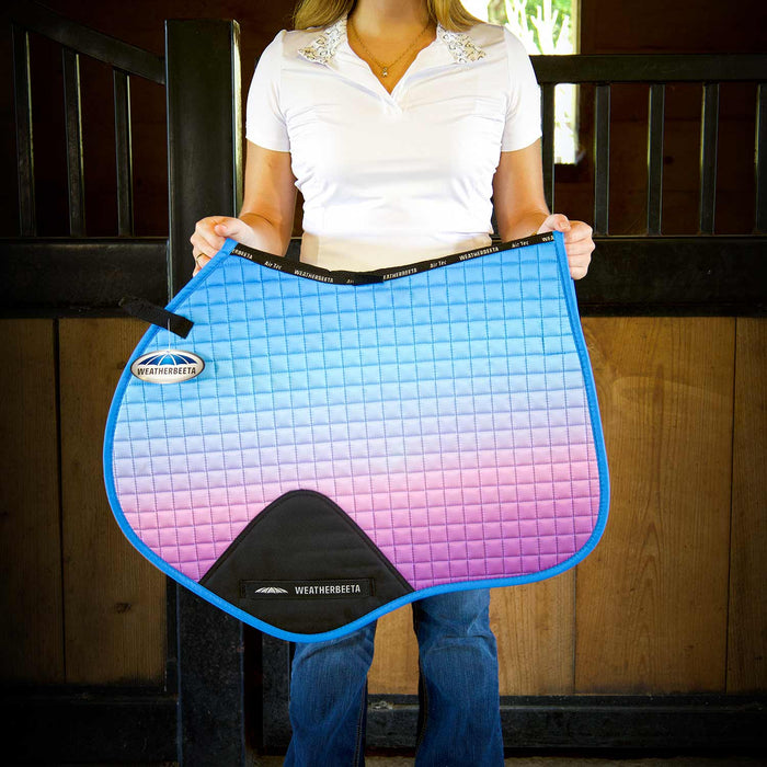 WeatherBeeta Prime Ombre Jump Shaped Saddle Pad - Lagoon Mist  