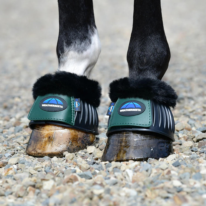 WeatherBeeta Tough-Tec Prime Fleece Trim Rubber Bell Boots Color BLACK/FOREST GREEN