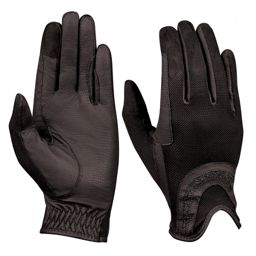Dublin Pull On Glitter Mesh Back Riding Gloves Color BLACK