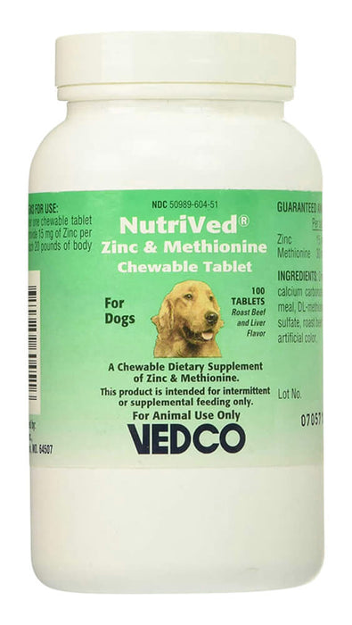 Nutrived Zinc & Methionine Chew Tabs, 15 mg, 100 ct -   