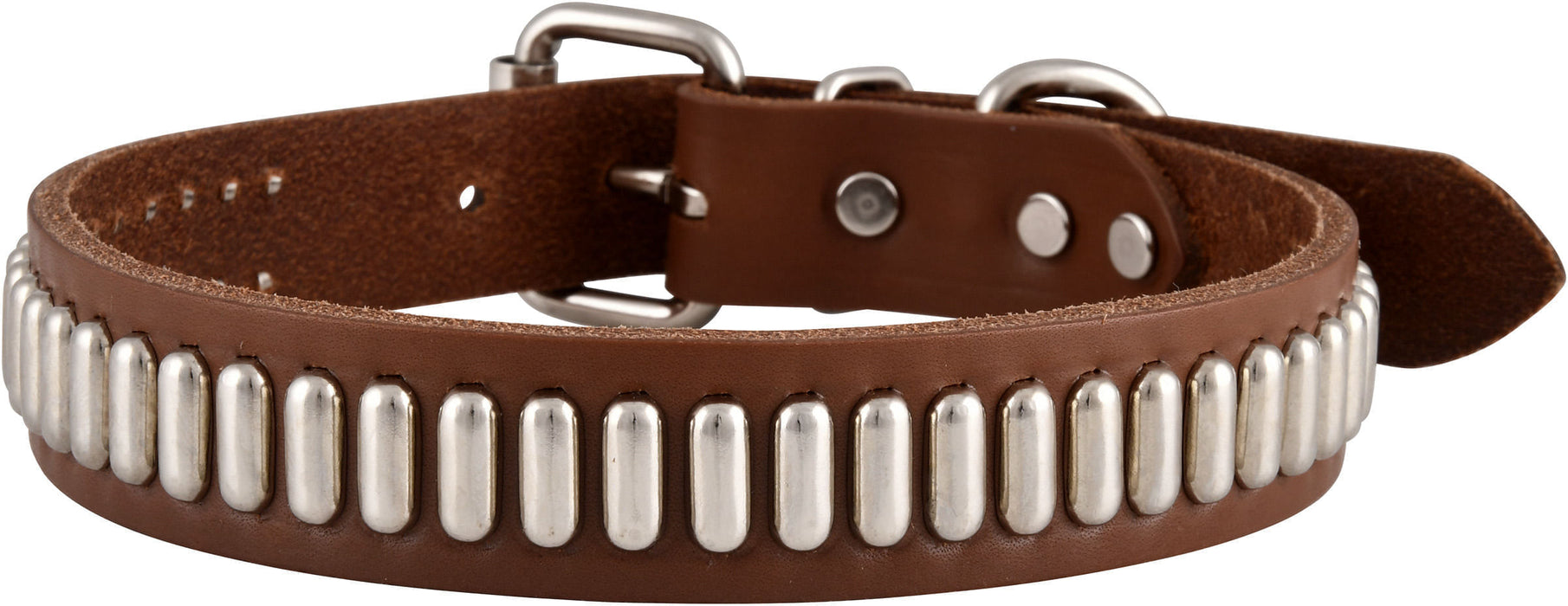 Bully Leather Dog Collars - 23" Leather Collar w/ Oblong Studs  