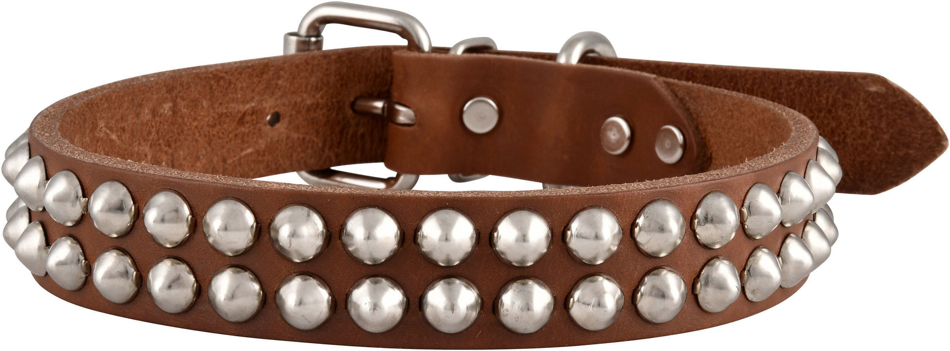 Bully Leather Dog Collars - 21" Leather Collar w/ 2 Row Cone Studs  