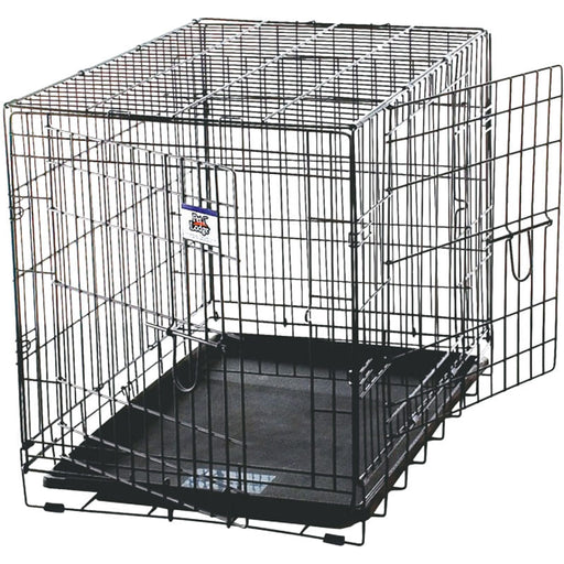 Double Door Wire Dog Crate - Large Double Door Wire Dog Crate, Blk  