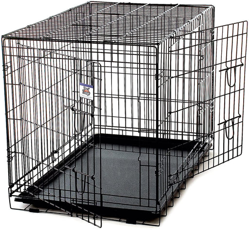 Double Door Wire Dog Crate - X-Large Double Door Wire Dog Crate, Blk  