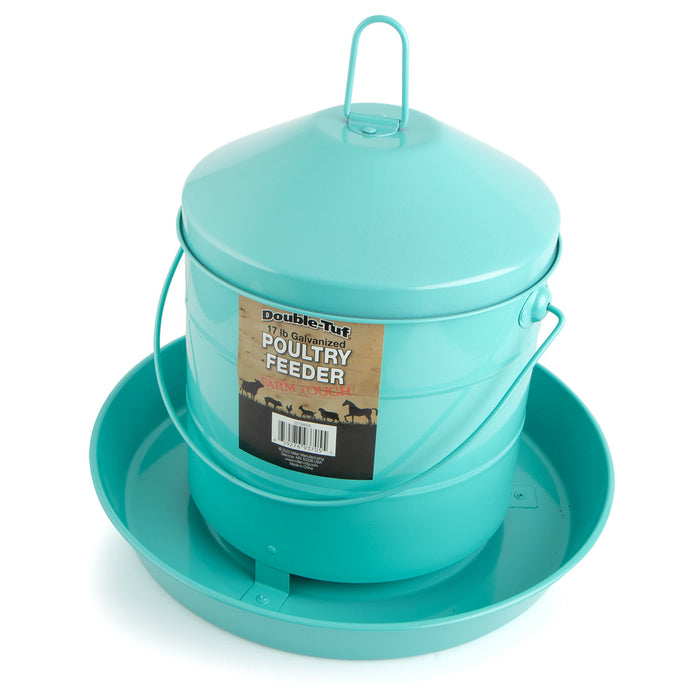 Double-Tuf 17 lb Painted Poultry Feeder, Seafoam Green -   