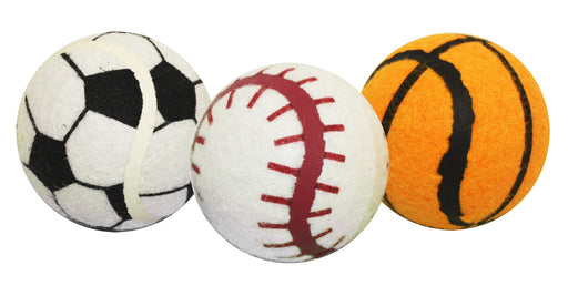 3-pk Tennis Sports Balls, 2.5", Assorted -   