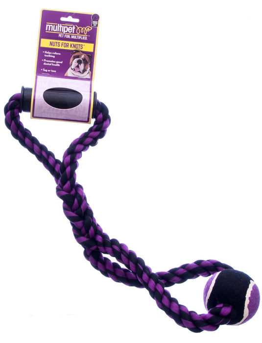 Nuts for Knots Rope Tug with Handle and Tennis Ball, Assorted, 14" -   