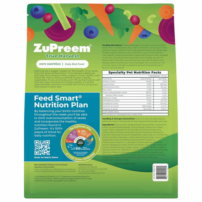 Alimento diario para pájaros ZuPreem Natural Premium