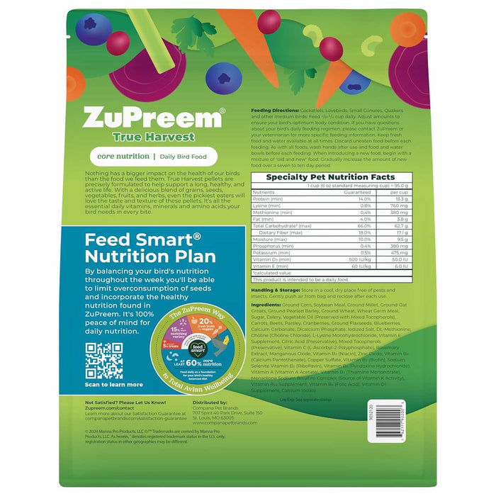 Alimento diario para pájaros ZuPreem Natural Premium
