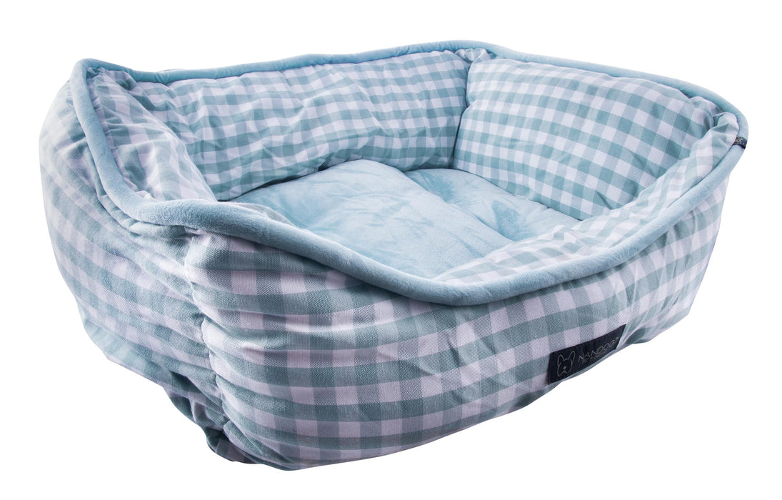 Nandog Light Gray Check Dog Bed -   