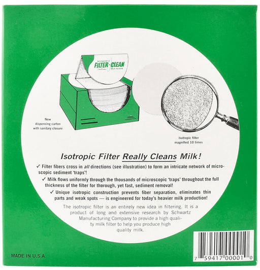 Schwartz Filter-Clean Disc Milk Filters - Schwartz Isotropic Milk Filters, 6.5", Box of 100  