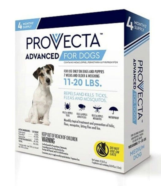 Provecta Advanced for Dogs, 4 Dose - Provecta Advanced for Dogs, Med, 11 to 20 lbs.  