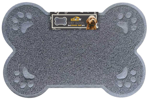 Pet Bowl Dining Mat Gray Bone -   