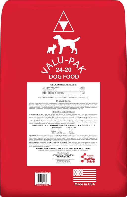 Valu-Pak 24-20 Dog Food (Red Bag), 50 lb -   