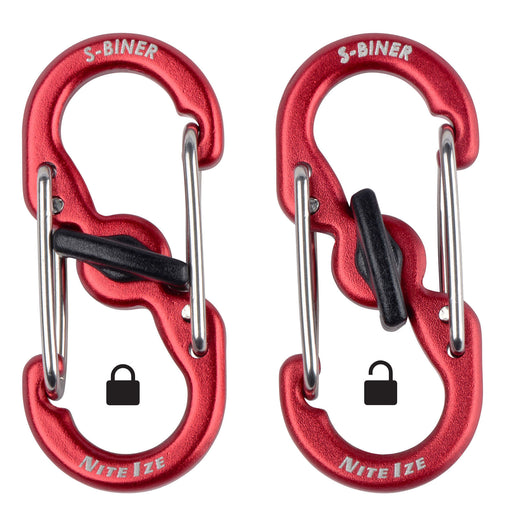 Locking Aluminum S-Biner, 2-pack - Red  