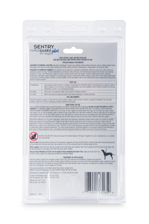 SENTRY Fiproguard Plus for Dogs, 6 Pack - SENTRY Fiproguard® Plus, For Dogs 4-22lb, 6 count  