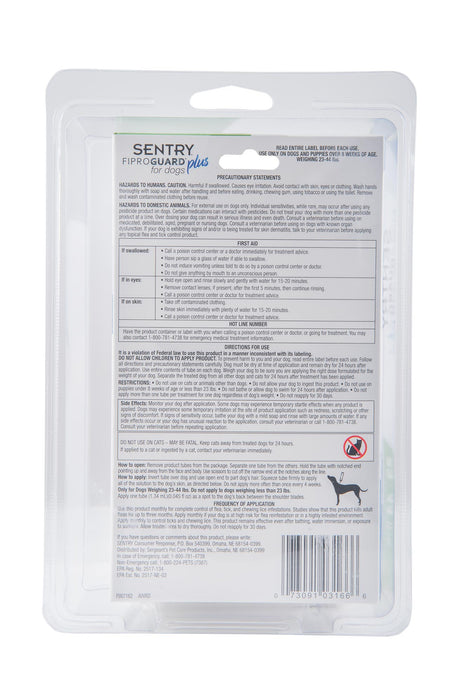 SENTRY Fiproguard Plus for Dogs, 6 Pack - SENTRY Fiproguard® Plus for Dogs 23-44lb, 6 count  