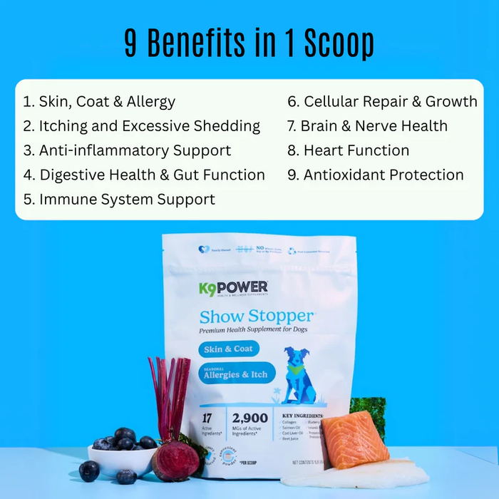 K9 Power Show Stopper Skin & Coat Supplement for Dogs