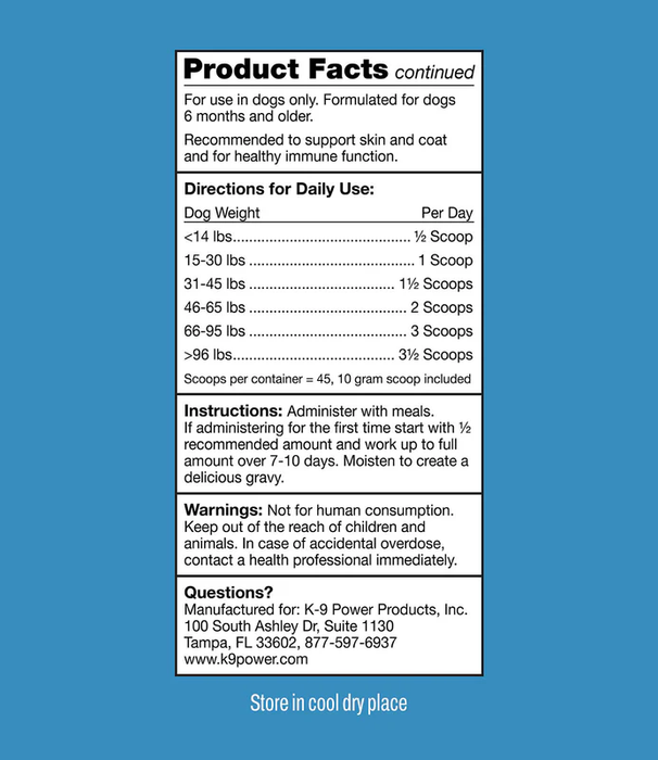 K9 Power Show Stopper Skin & Coat Supplement for Dogs