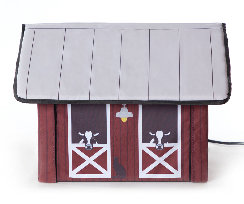 Outdoor Heated Kitty House - Red Barn  