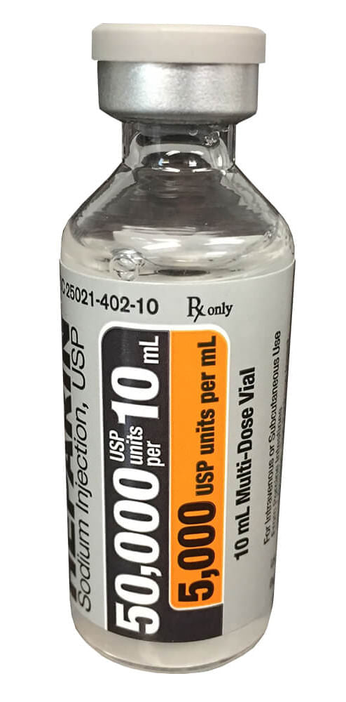 Rx Heparin Injection - Rx Heparin 5000u/ml injection x 10ml bottle  