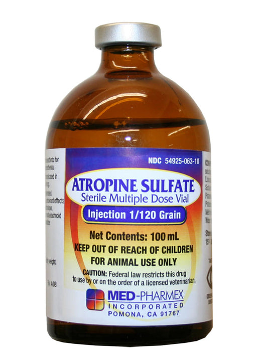 Rx Atropine Sulfate Inj 1 120 grain 100 ml Jeffers