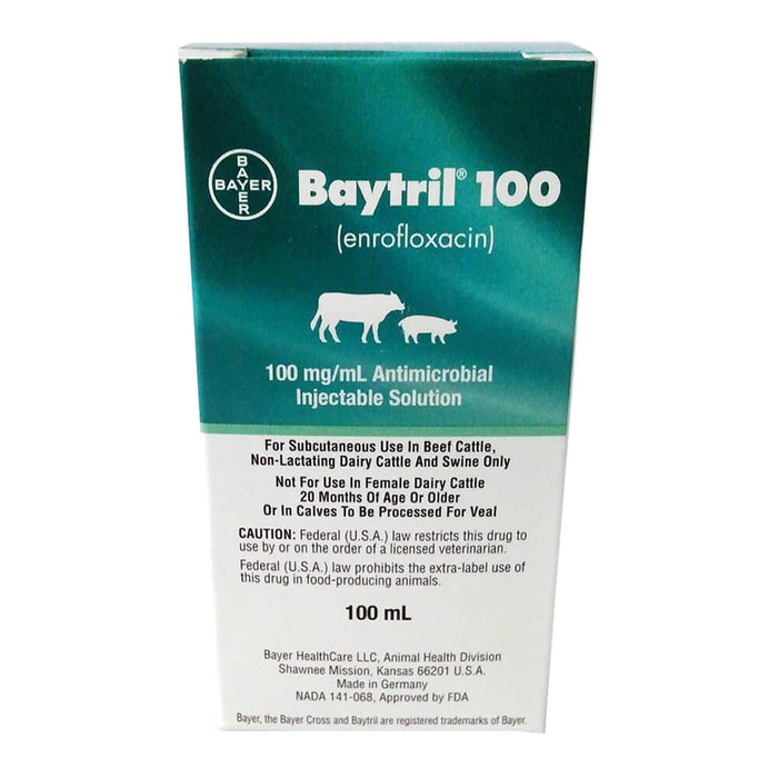 Rx Baytril 100 mg - Rx Baytril 100 Inj, 100 mg/ml x 100 ml  