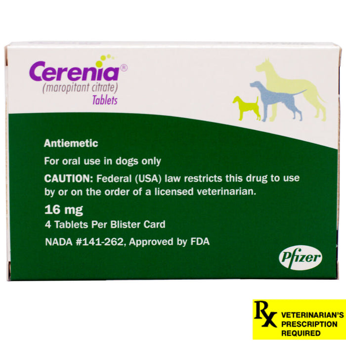 Cerenia (Maropitant Citrate) Tablets for Dogs - Rx Cerenia, 16 mg x 4 Tablets  