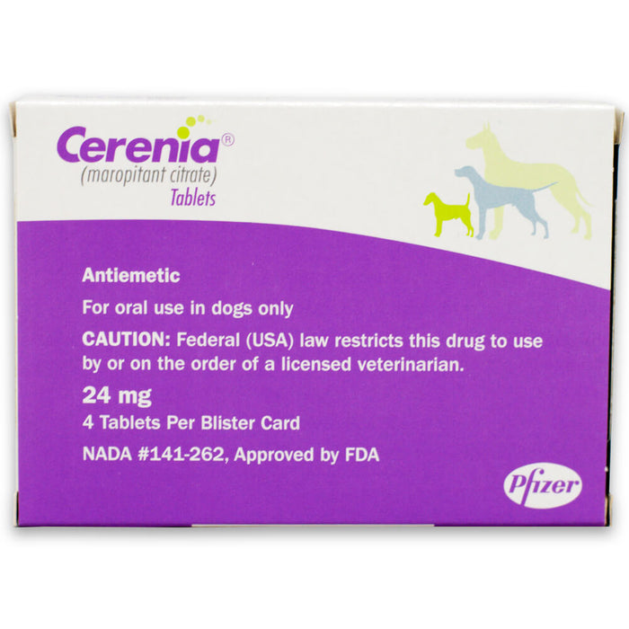 Cerenia (Maropitant Citrate) Tablets for Dogs - Rx Cerenia, 24 mg x 4 Tablets  