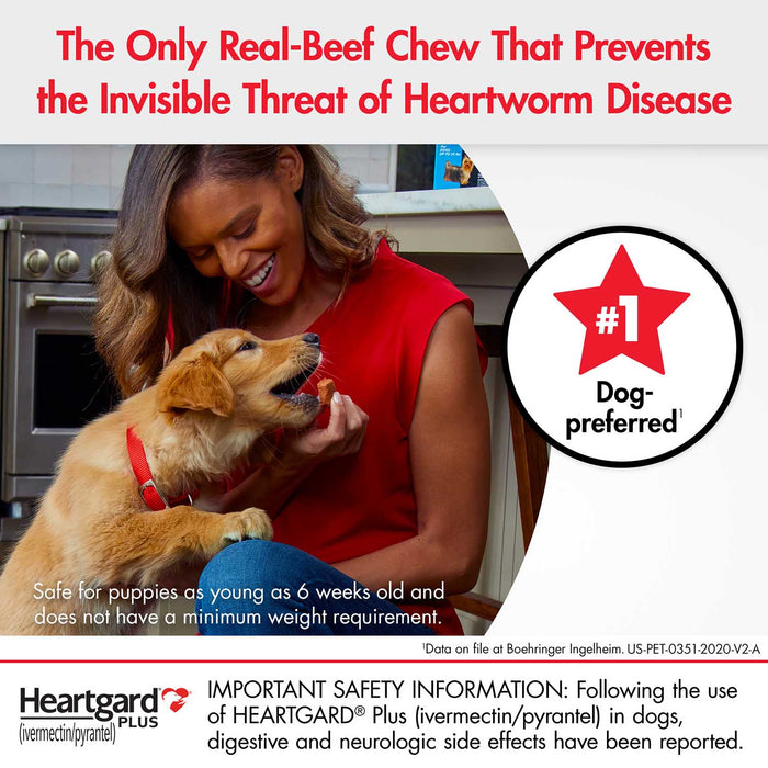 Rx Heartgard Plus for Dogs, 6 Chews - Heartgard Plus for 0-25 lb Dogs  