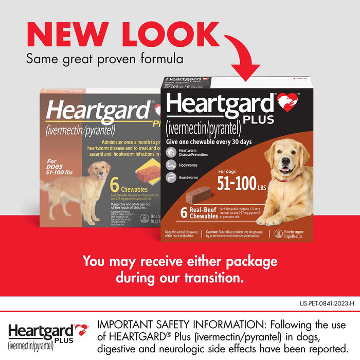 Rx Heartgard Plus for Dogs, 6 Chews - Heartgard Plus for 51-100 lb Dogs  