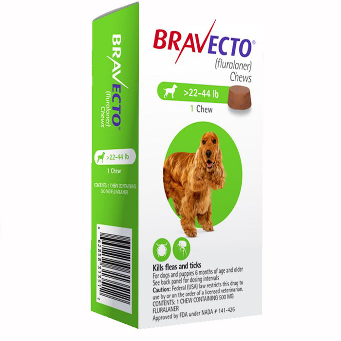 Bravecto Chews for Dogs, 1 Chew - 22-44 lb Dogs, 1 Chew  