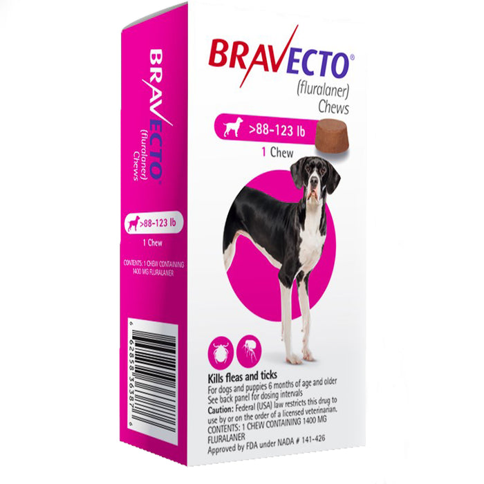 Bravecto Chews for Dogs, 1 Chew - 88-123 lb Dogs, 1 Chew  