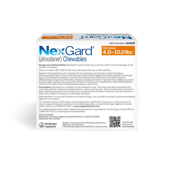 NexGard Flea and Tick Chewables for Dogs - Rx NexGard, Dog 4-10 lb, 6 Chew Tabs  