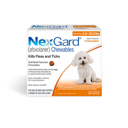 NexGard Flea and Tick Chewables for Dogs - Rx NexGard, Dog 4-10 lb, 6 Chew Tabs  